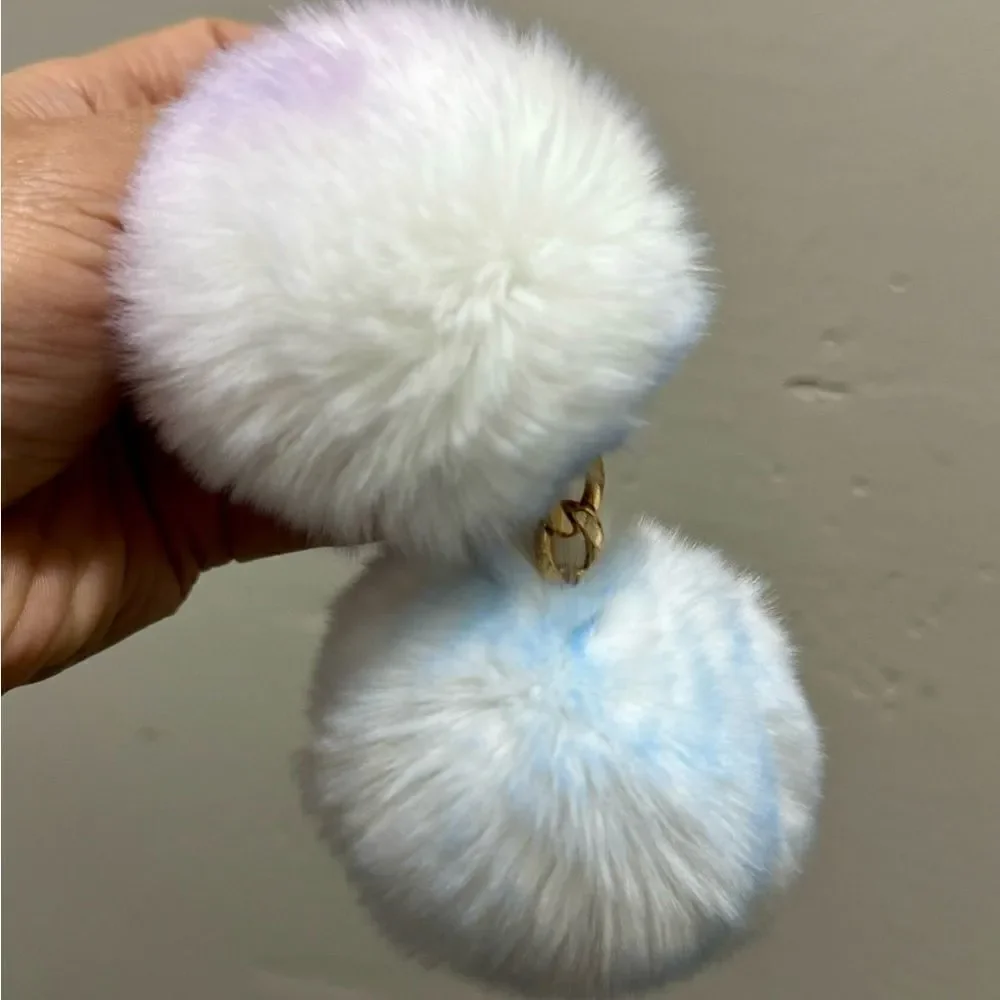 Stunning Real Rex Rabbit Fur Handmade Top Handle Bag &  Fur Balls Bag Charm